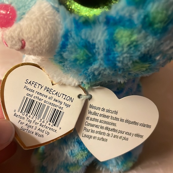 Leona the cat Beanie Boo’s Collection- small 6” tall green & blue leopard spots - Picture 6 of 9